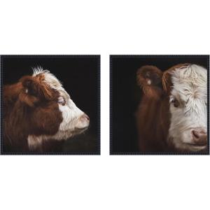 image:imageKate and Laurel Cow Close 2 Piece Framed Canvas Wall Art Set by Emiko and Mark Franzen F2 Images Sylvie Beaded Black Rustic Farmhouse Animal Art for Wall Decor