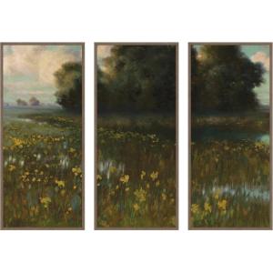 image:imageKate and Laurel Cowslips in a Meadow Marshes 1899 Dabrowa Dabrowski 3 Piece Framed Canvas Wall Art Set by Nostalgia Prints Sylvie Walnut Traditional Landscape Art for Wall Decor