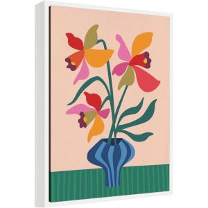image:imageKate and Laurel Daffodils and Vase Framed Canvas Wall Art by Rachel Lee 18 x 24 Sylvie White Modern Abstract Still Life Art for Wall Decor Living Room Bedroom