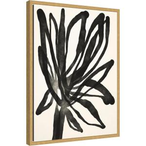 image:imageKate and Laurel Dark Floral Framed Canvas Wall Art by Alicia Bock 18 x 24 Sylvie Bright Gold Black amp White Abstract Art for Wall Decor Living Room Bedroom