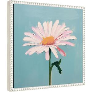 image:imageKate and Laurel Delicate Daisy 1 Teal Framed Canvas Wall Art by The Creative Bunch Studio 16 x 16 Sylvie Beaded White Modern Abstract Flowers Art for Wall Decor Living Room Bedroom
