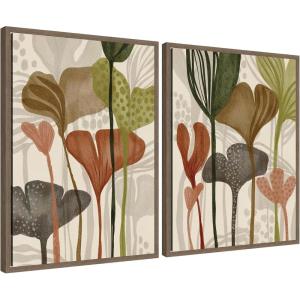 image:imageKate and Laurel Earthen Botanicals 2 Piece Framed Canvas Wall Art Set by Nikita Jariwala Sylvie Walnut Modern Contemporary Abstract Art for Wall Decor