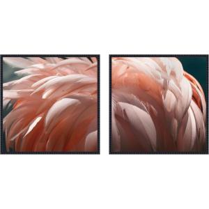 image:imageKate and Laurel Flamingo 2 Piece Framed Canvas Wall Art Set by Alicia Bock Sylvie Beaded Black Modern Contemporary Animal Art for Wall Decor