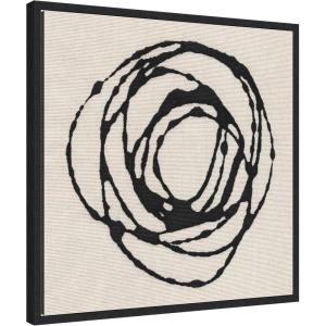 image:imageKate and Laurel Flowing Circle Abstract Framed Canvas Wall Art by The Creative Bunch Studio 22 x 22 Sylvie Black Modern Abstract Art for Wall Decor Living Room BedroomBlack