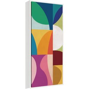 image:imageKate and Laurel Framed Canvas Wall Art Print Abstract 01 Panel 1 by Rachel Lee 18 x 40 Sylvie Natural Frame Modern Contemporary Abstract Art for Wall DecorSylvie White