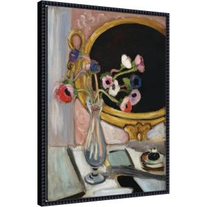 image:imageKate and Laurel Framed Canvas Wall Art Print Anemones au miroir noir 1919 Henti Matisse by Nostalgia Prints 18 x 24 Sylvie Beaded Black Frame Traditional Still Life Art for Wall Decor