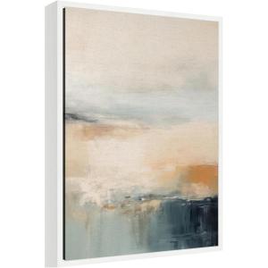 image:imageKate and Laurel Framed Canvas Wall Art Print Blue Beach Ocean Coastal Abstract 3 by The Creative Bunch Studio 18 x 24 Sylvie White Frame Coastal Abstract Art for Wall Decor