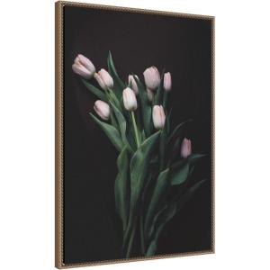 image:imageKate and Laurel Framed Canvas Wall Art Print Blush Tulips by Emiko and Mark Franzen F2 Images 23 x 33 Sylvie Beaded Dark Gold Frame Modern Contemporary Flower Art for Wall Decor
