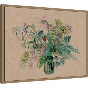 image:imageKate and Laurel Framed Canvas Wall Art Print Bouquet a la Fleur Jaune by Raoul Dufy by Nostalgia Prints 24 x 18 Sylvie Dark Gold Frame Bohemian Boho Flower Art for Wall Decor