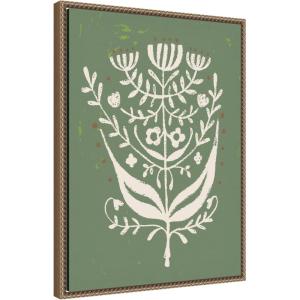 image:imageKate and Laurel Framed Canvas Wall Art Print Bungalow Charm Green by Vicky Yorke 18 x 24 Sylvie Beaded Dark Gold Frame Rustic Farmhouse Abstract Art for Wall Decor