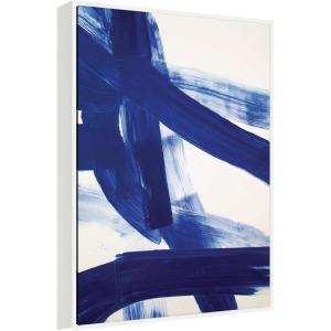 image:imageKate and Laurel Framed Canvas Wall Art Print Cobalt Mark No 1 by Amy Lighthall 28 x 38 Sylvie White Frame Modern Contemporary Abstract Art for Wall Decor