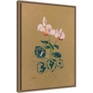 image:imageKate and Laurel Framed Canvas Wall Art Print Cyclamen 1916 Odilion Redon by Nostalgia Prints 18 x 24 Sylvie Beaded Dark Gold Frame Vintage Flower Art for Wall Decor