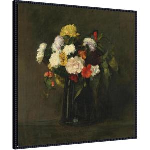image:imageKate and Laurel Framed Canvas Wall Art Print Fleurs 1861 Henri Fantin Latour by Nostalgia Prints 30 x 30 Sylvie Beaded Black Frame Traditional Still Life Art for Wall Decor