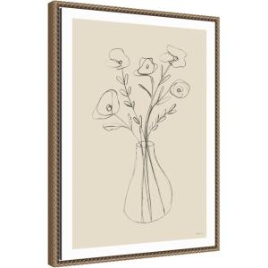 image:imageKate and Laurel Framed Canvas Wall Art Print Floral Vase by Gabrielly Guedes 18 x 24 Sylvie Dark Gray Frame Modern Contemporary Flower Art for Wall DecorSylvie Beaded Dark Gold