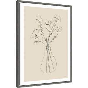 image:imageKate and Laurel Framed Canvas Wall Art Print Floral Vase by Gabrielly Guedes 18 x 24 Sylvie Dark Gray Frame Modern Contemporary Flower Art for Wall DecorDark Gray