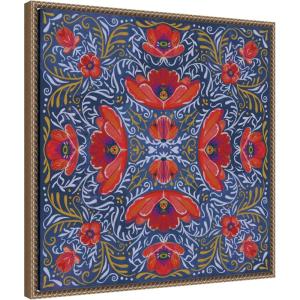 image:imageKate and Laurel Framed Canvas Wall Art Print Kaleidoscope Poppies by Lucia Gianello 22 x 22 Sylvie Beaded Dark Gold Frame Global Abstract Art for Wall Decor