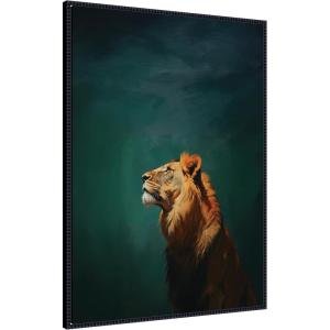 image:imageKate and Laurel Framed Canvas Wall Art Print Lion on Tonal Blue Teal Green Abstract by The Creative Bunch Studio 28 x 38 Sylvie Beaded Dark Gold Frame Modern Contemporary Abstract Art for WallSylvie Beaded Black