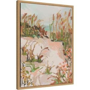 image:imageKate and Laurel Framed Canvas Wall Art Print Sunrise Seascape by Annie Quigley 18 x 24 Sylvie Natural Frame Coastal Abstract Art for Wall Decor