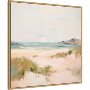 image:imageKate and Laurel Framed Canvas Wall Art Print Tranquil Landscape V Square by Amy Lighthall 30 x 30 Sylvie Beaded Dark Gold Frame Coastal Abstract Art for Wall DecorSylvie Natural