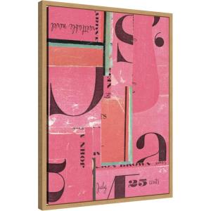 image:imageKate and Laurel Framed Canvas Wall Art Print Typography Pink 18x24 FC by Felicia Dadak 18 x 24 Sylvie Natural Frame Modern Contemporary Abstract Art for Wall Decor