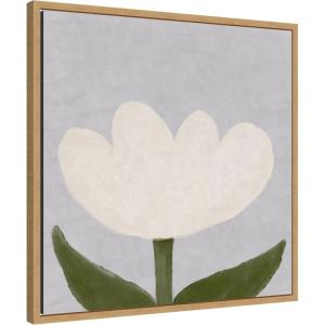 image:imageKate and Laurel Framed Canvas Wall Art Print White Tulip by Gabrielly Guedes 22 x 22 Sylvie Natural Frame Modern Contemporary Flower Art for Wall DecorSylvie Natural