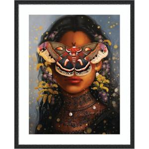 image:imageKate and Laurel Framed Wall Art Print Asters and Goldenrod by Charlotte Brindley 34 x 42 Bethany Black Frame Whimsical Flower Art for Wall Decor