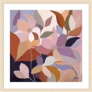 image:imageKate and Laurel Framed Wall Art Print Azure leaves by Inkheart Designs 26 x 26 Woodgrain Stripe Blonde Frame Modern Contemporary Flowers Art for Wall Decor34L x 34W