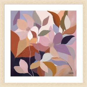 image:imageKate and Laurel Framed Wall Art Print Azure leaves by Inkheart Designs 26 x 26 Woodgrain Stripe Blonde Frame Modern Contemporary Flowers Art for Wall Decor26L x 26W