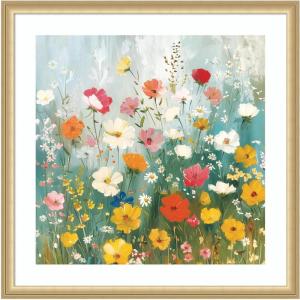 image:imageKate and Laurel Framed Wall Art Print Boho WIldflower Garden by The Creative Bunch Studio 26 x 26 Florence Gold Frame Bohemian Boho Flowers Nature Art for Wall Decor26L x 26W