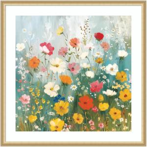 image:imageKate and Laurel Framed Wall Art Print Boho WIldflower Garden by The Creative Bunch Studio 26 x 26 Florence Gold Frame Bohemian Boho Flowers Nature Art for Wall Decor34L x 34W