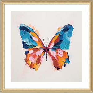 image:imageKate and Laurel Framed Wall Art Print Bold Colorful Brush Boho Butterfly by The Creative Bunch Studio 26 x 26 Florence Gold Frame Bohemian Boho Abstract Animals Art for Wall Decor26L x 26W