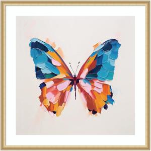 image:imageKate and Laurel Framed Wall Art Print Bold Colorful Brush Boho Butterfly by The Creative Bunch Studio 26 x 26 Florence Gold Frame Bohemian Boho Abstract Animals Art for Wall Decor34L x 34W