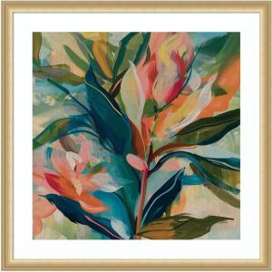 image:imageKate and Laurel Framed Wall Art Print Colorful Tropic Botanical Abstract Neutral Linen by The Creative Bunch Studio 26 x 26 Florence Gold Frame Bohemian Boho Abstract Flowers Art for Wall Decor26L x 26W