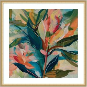 image:imageKate and Laurel Framed Wall Art Print Colorful Tropic Botanical Abstract Neutral Linen by The Creative Bunch Studio 26 x 26 Florence Gold Frame Bohemian Boho Abstract Flowers Art for Wall Decor34L x 34W