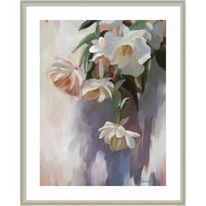 image:imageKate and Laurel Framed Wall Art Print Dangle Thumb Pastel Flower Bouquet by Mary Sparrow 22 x 26 Florence Silver Frame Modern Contemporary Flowers Art for Wall Decor42L x 34W