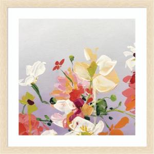 image:imageKate and Laurel Framed Wall Art Print Facing Each One by Emma Daisy 26 x 26 Woodgrain Stripe Blonde Frame Whimsical Flowers Nature Still Life Art for Wall Decor26L x 26W