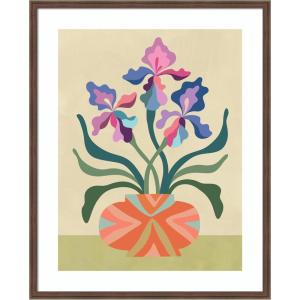 image:imageKate and Laurel Framed Wall Art Print Iris and Vase by Rachel Lee 22 x 26 Florence Medium Brown Frame Modern Contemporary Flowers Abstract Art for Wall Decor42L x 34W