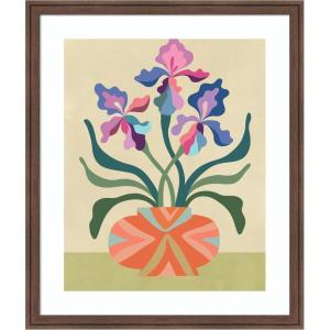 image:imageKate and Laurel Framed Wall Art Print Iris and Vase by Rachel Lee 22 x 26 Florence Medium Brown Frame Modern Contemporary Flowers Abstract Art for Wall Decor26L x 22W