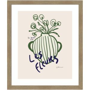 image:imageKate and Laurel Framed Wall Art Print Le Jardin by Gabrielly Guedes 22 x 26 Woodgrain Stripe Mocha Frame Modern Contemporary Flower Art for Wall Decor