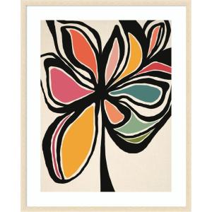 image:imageKate and Laurel Framed Wall Art Print Midnight Floral 2 by Alicia Bock 22 x 26 Woodgrain Stripe Blonde Frame Modern Contemporary Abstract Art for Wall Decor42L x 34W