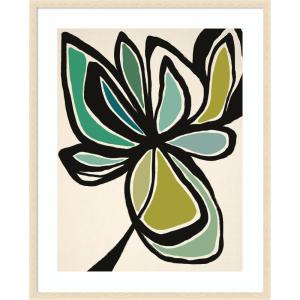 image:imageKate and Laurel Framed Wall Art Print Midnight Floral 3 by Alicia Bock 22 x 26 Woodgrain Stripe Blonde Frame Modern Contemporary Abstract Art for Wall Decor42L x 34W