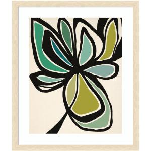 image:imageKate and Laurel Framed Wall Art Print Midnight Floral 3 by Alicia Bock 22 x 26 Woodgrain Stripe Blonde Frame Modern Contemporary Abstract Art for Wall Decor26L x 22W