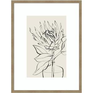 image:imageKate and Laurel Framed Wall Art Print SB Protea Sketch No 1 by Sara Berrenson 19 x 25 Svelte Noir Black Frame Modern Contemporary Flower Art for Wall DecorWoodgrain Stripe Mocha
