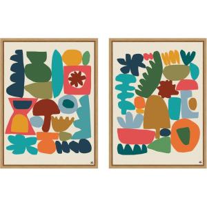 image:imageKate and Laurel Garden Songs PT 1 amp 2 2 Piece Framed Canvas Wall Art Set by Kelly Knaga Sylvie Natural Mid Century Modern Abstract Art for Wall Decor