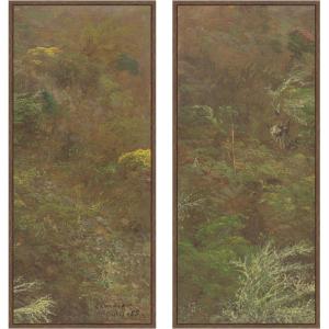 image:imageKate and Laurel Hillside with Trees Jamaic Frederic Edwin 2 Piece Framed Canvas Wall Art Set by The Smithsonian American Art Museum Sylvie Walnut Traditional Landscape Art for Wall Decor