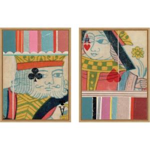 image:imageKate and Laurel King of Clubs amp Queen With Flower 2 Piece Framed Canvas Wall Art Set by Felicia Dadak Sylvie Natural Modern Contemporary Abstract Art for Wall Decor