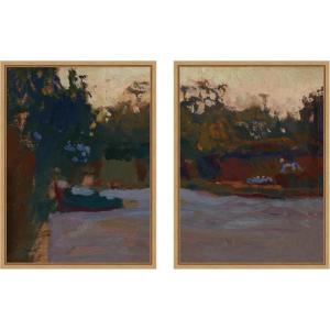 image:imageKate and Laurel Landscape Sketch Jan Stanislawski 2 Piece Framed Canvas Wall Art Set by Nostalgia Prints Sylvie Natural Modern Contemporary Abstract Art for Wall Decor