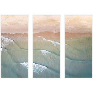 image:imageKate and Laurel Layers of Water 3 Piece Framed Canvas Wall Art Set by Emiko and Mark Franzen F2 Images Sylvie White Coastal Beach Art for Wall Decor