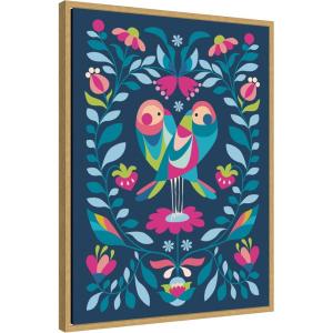 image:imageKate and Laurel Love Birds Framed Canvas Wall Art by Rachel Lee 23 x 30 Sylvie Bright Gold Whimsical Abstract Animals Flowers Art for Wall Decor Living Room Bedroom
