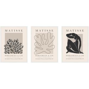image:imageKate and Laurel Matisse Inspired Florals amp Woman Silhouette 3 Piece Framed Canvas Wall Art Set by Gabrielly Guedes Sylvie Dark Gold Modern Contemporary Abstract Art for Wall DecorSylvie White